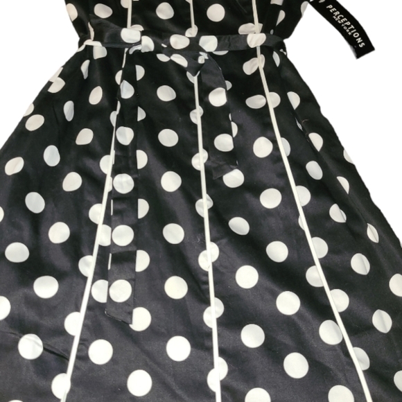 NWT* Perceptions* Sleeveless Dress* Black/White Polka Dots* Sz 8 - Picture 3 of 6
